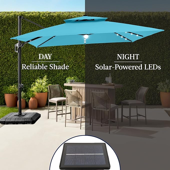 Best Choice Products 12x12ft LED Cantilever Patio Umbrella w/Base Included & - Image 6