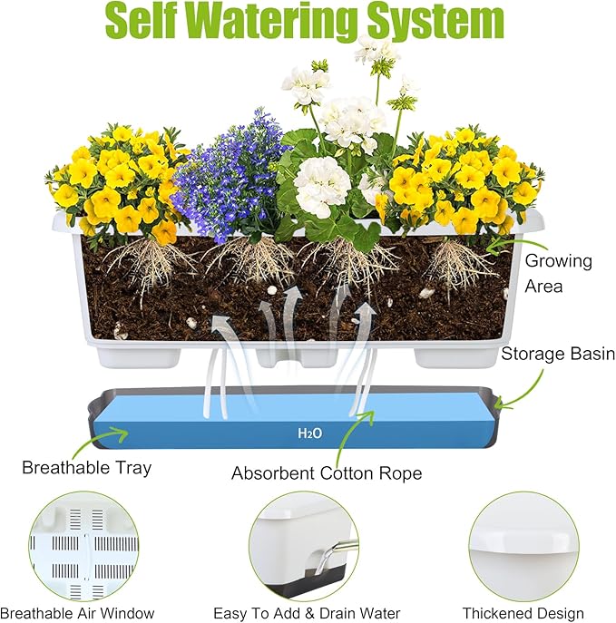 Window Box Planter 6 Pcs, 18 Inches Rectangle Flower Pots - Image 5
