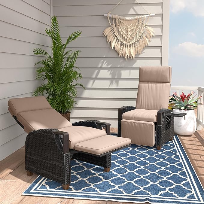 Grand patio Outdoor Recliner Air Pump 150° Lay Flat Reclining Chair by GrandPatio
