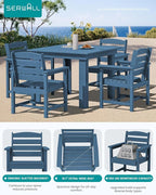SERWALL Outdoor Dining Set for 4, HDPE Square Table and Chairs Set All Weather - Image 4