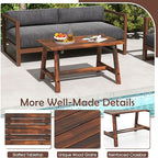 Tangkula Outdoor Coffee Table, Solid Wood Patio Desk - Image 8