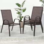 Outdoor Stackable Chairs Set of 4, Stacking Patio Chairs - Image 2