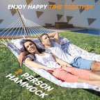 2 Person Outdoor Hammock with Stand, Cotton Rope Hammock with Polyester Pad - Image 3