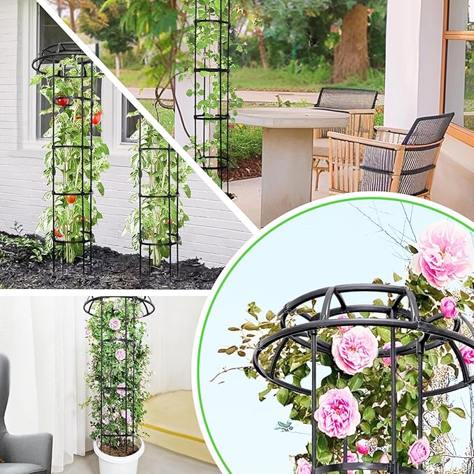 77-Inch Garden Trellis for Climbing Plants, Heavy-Duty Metal Obelisk - Image 7