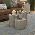 COSIEST Concrete Accent Table, Hexagon Patio Side Table 14.5''Wx12''H, Modular - Image 6