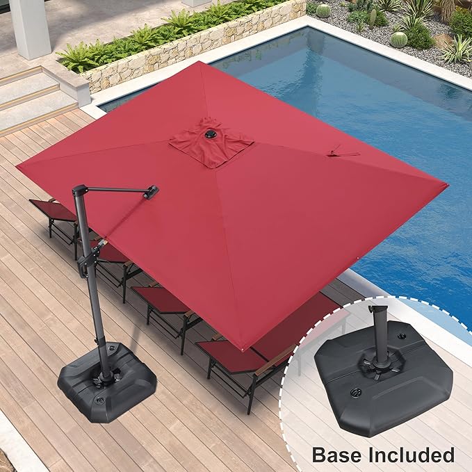 PURPLE LEAF 9' X 11.5' Square Cantilever Umbrella Patio Umbrella - Image 2