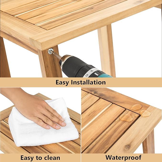 Double Adirondack Side Table, Weather-Resistant Rectangular End Table - Image 4
