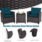 Tangkula 3 Pieces Patio Furniture Set, PE Rattan Wicker 3 Pcs Outdoor Sofa Set - Image 4