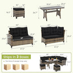 6-Piece Patio Furniture Set, Outdoor Sectional Sofa - Image 4