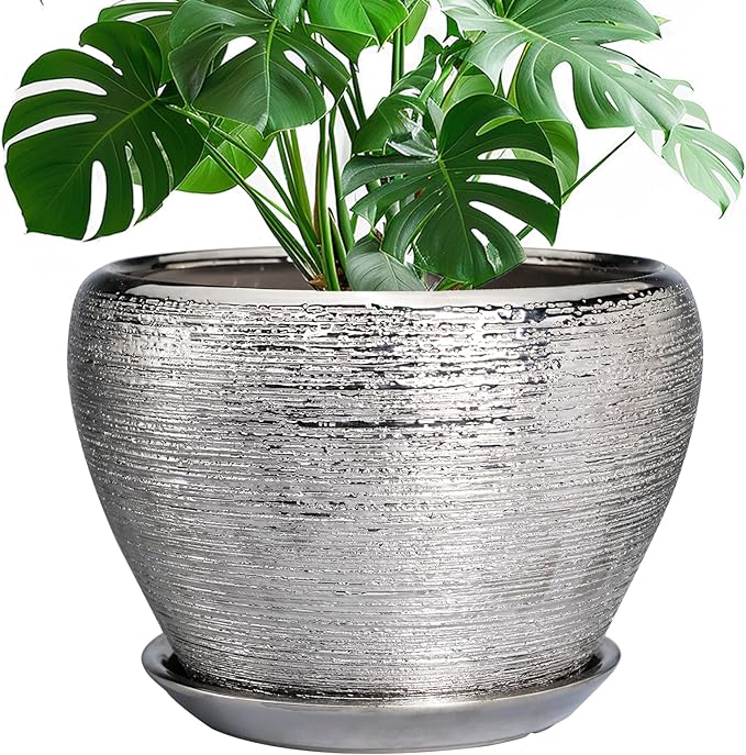 Flower Pot - 10 Inch Planter - Indoor/Outdoor Decorative Mid-Century Planter - by Ceramicfor