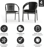 EMMA + OLIVER Set of 4 Modern Rattan Indoor/Outdoor Stack Chairs, Stacking - Image 6