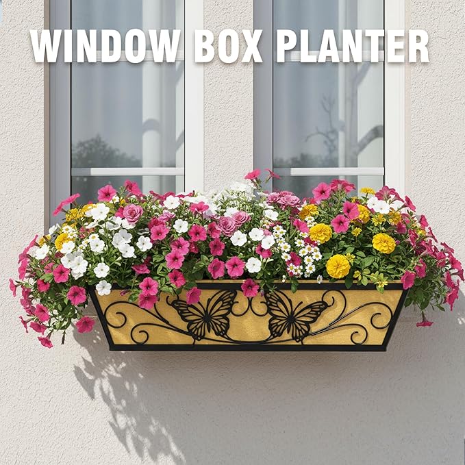 4 Pack 24 Inch Window Boxes Planter Railing Planters Box - Image 2