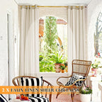 RYB HOME Outdoor Indoor Farmhouse Linen Sheer Curtains - Image 3