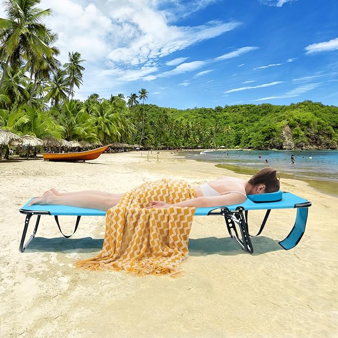 GYMAX Tanning Chair, 350lbs Beach Lounge Chair - Image 7