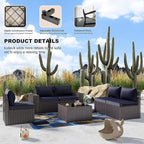 Kullavik 12 Pieces Outdoor Patio Furniture Set PE Wicker Rattan Sectional Sofa - Image 7