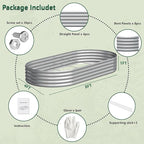 2PCS 8x4x1FT Galvanized Raised Garden Bed Kit, Vegetable Boxes-Oval Metal - Image 5