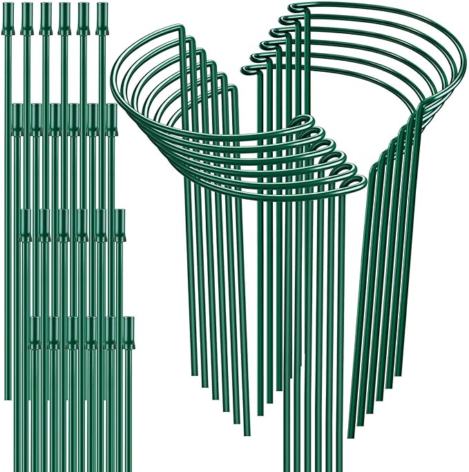 12 Pack 32 or 16 inch Adjustable Plant Support Stakes, Heavy-Duty Half Round by HiGift