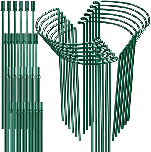 12 Pack 32 or 16 inch Adjustable Plant Support Stakes, Heavy-Duty Half Round by HiGift