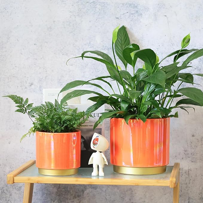 Gepege Peach Indoor Plant Pots for Plants, Ceramic Planter - Image 5