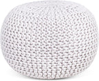 BIRDROCK HOME Round Pouf Ottoman | Cotton Braided Foot Stool - Image 8