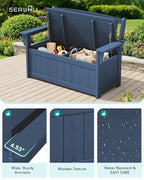 SERWALL HDPE Outdoor Storage Bench, All-Weather, UV-Resistant Deck Box - Image 5