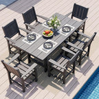 Pamapic 7 PCS Outdoor Dining Set, Spacious HDPE Outdoor Table and Chairs by Pamapic