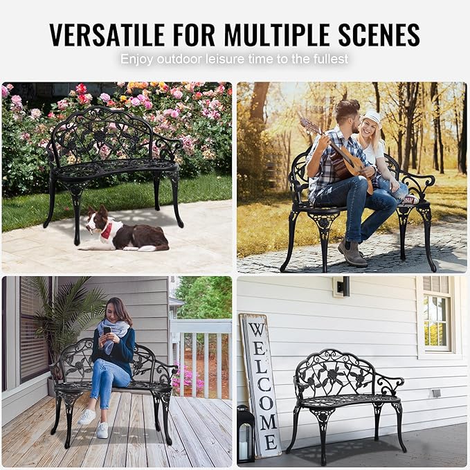 VEVOR 480 lbs Load Capacity, 38.8 inches Metal, Outdoor Backrest and Armrests - Image 8