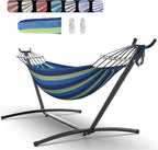 Double Hammock with Space-Saving Steel Stand, 2 Person Heavy-Duty Hammock by Unknown