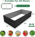 8x4x2FT Galvanized Raised Garden Bed Kit, Vegetable Plant Boxes-Rectangle Metal - Image 2