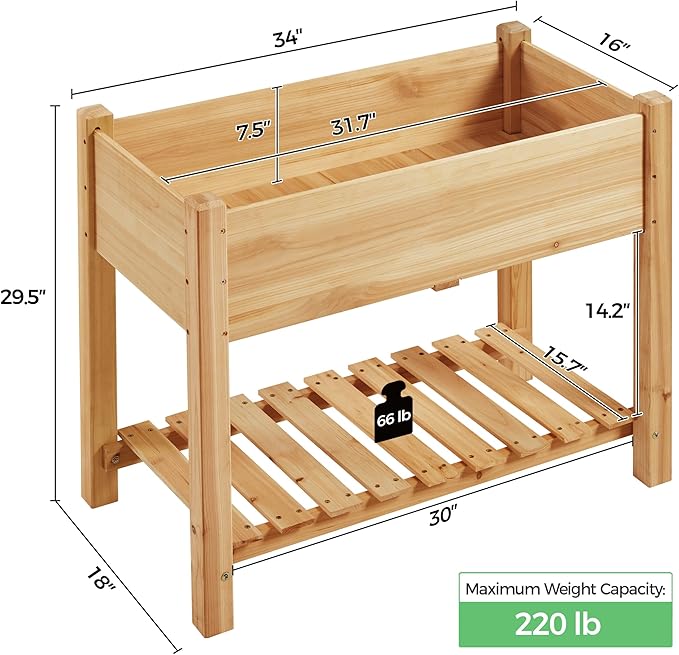Yaheetech 34x18x30in Horticulture Raised Garden Bed 2pcs Planter Box - Image 3