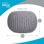 BIRDROCK HOME Round Pouf Ottoman | Cotton Braided Foot Stool - Image 3