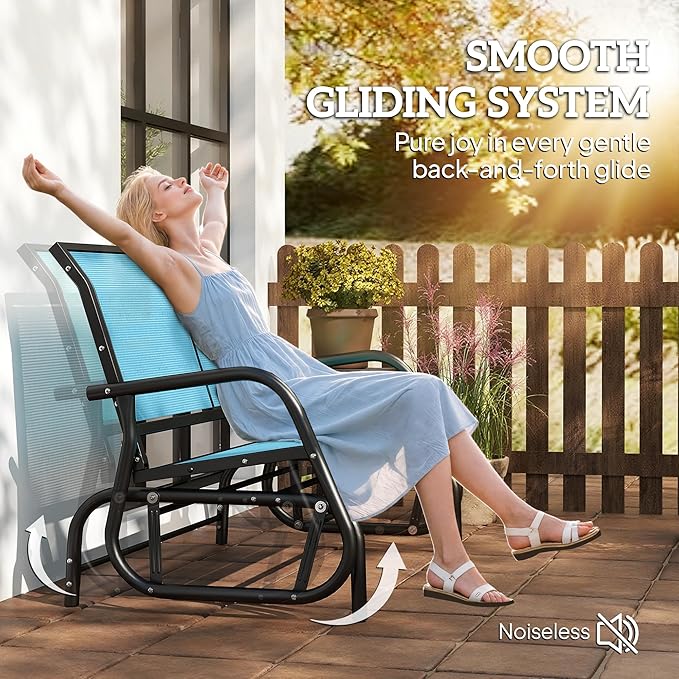Outsunny 2-Person Outdoor Glider Bench, Patio Double Swing Rocking Chair - Image 4