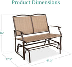 Best Choice Products 2-Person Outdoor Patio Swing Glider Steel Bench Loveseat - Image 3