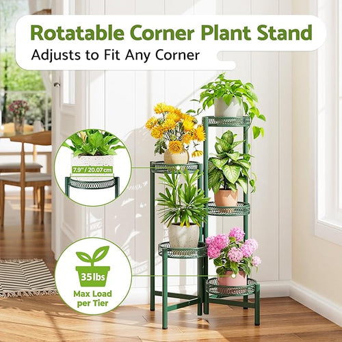 5-Tier Metal Plant Stand Indoor Outdoor, Corner Tall Plant Shelf - Image 2