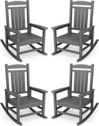 KINGYES Oversized Outdoor Rocking Chair Set of 4, High Density Polyethylene by KINGYES