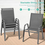 Patio Chairs Set of 4, All Weather Breathable Stackable Outdoor Dining Chairs - Image 5