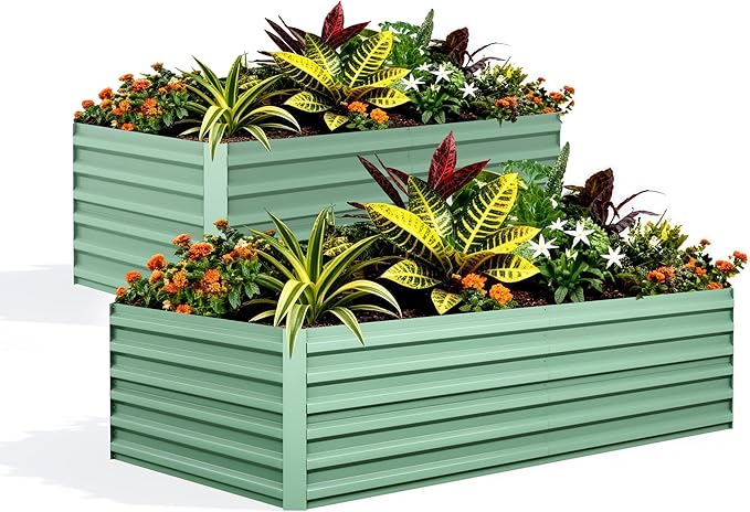 Garvee 2PCS 6x3x2ft Galvanized Raised Garden Bed Outdoor, Rust-Resistant Raised by Garvee