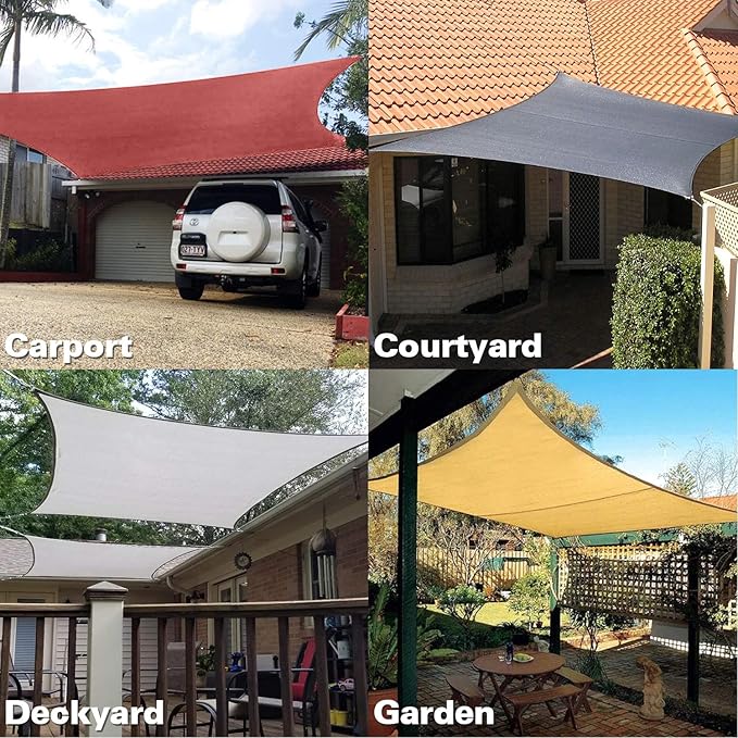 KANAGAWA Sun Shade Sail 20'x20' Grey Rectangle UV Block Canopy Awning Shelter - Image 7