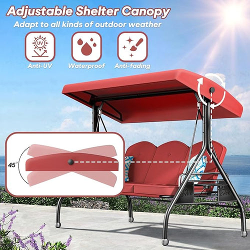 3 Seat Outdoor Porch Patio Swing - Image 2