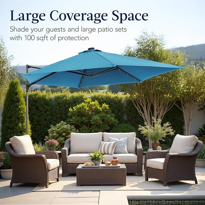 Best Choice Products 10ft Solar LED Offset Cantilever Hanging Market Patio - Image 5