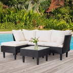5 Pieces Patio Furniture Sets Outdoor Sectional Sofa Rattan Chair Wicker - Image 6