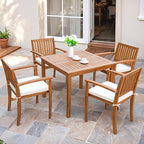Flamaker 5 Piece Outdoor Dining Set Acacia Wood Patio Table and Chairs by Flamaker