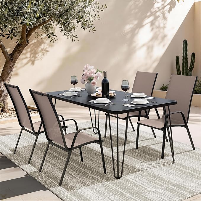 JEAREY Patio Dining Chairs Set of 4, Outdoor Stackable Dining Furniture Set - Image 2