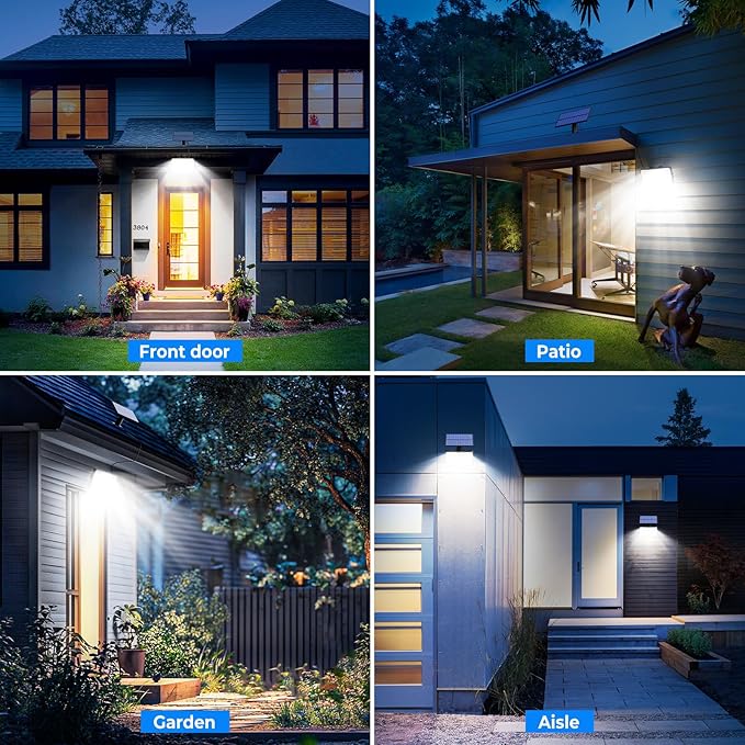 Peasur 6 Pack Solar Motion Lights Outdoor, 318 LED Solar Security Light - Image 6