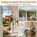 12 inch Metal Hanging Baskets For Plants Outdoor 4 Pack Round Metal Wire - Image 3