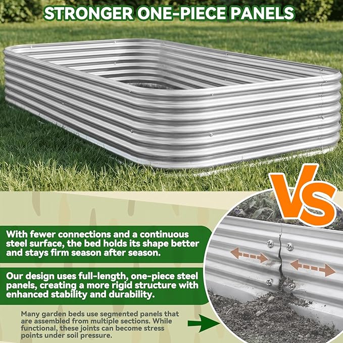 4 Pack Corrugated Galvanized Steel Raised Garden Bed Outdoor, Metal Above - Image 3