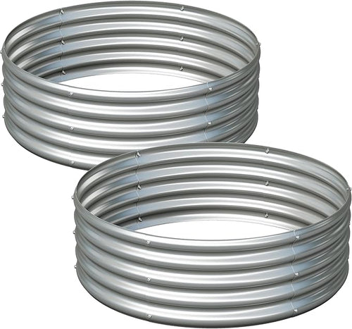 2PCS 3x3x1FT Galvanized Raised Garden Bed Kit, Vegetable Boxes-Round Metal by Yortrek