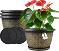 4 Pack 12 Inch Plant Pots, Large-Plant-Flower-Planters-Plastic, Flower Pots by Nooulap