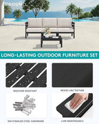 SERWALL HDPE Patio Furniture Set, 2 Pieces Outdoor Sectional Sofa Set, - Image 6