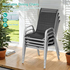 Patio Chairs Set of 6, Easily Set Up Stackable Outdoor Dining Chairs - Image 5